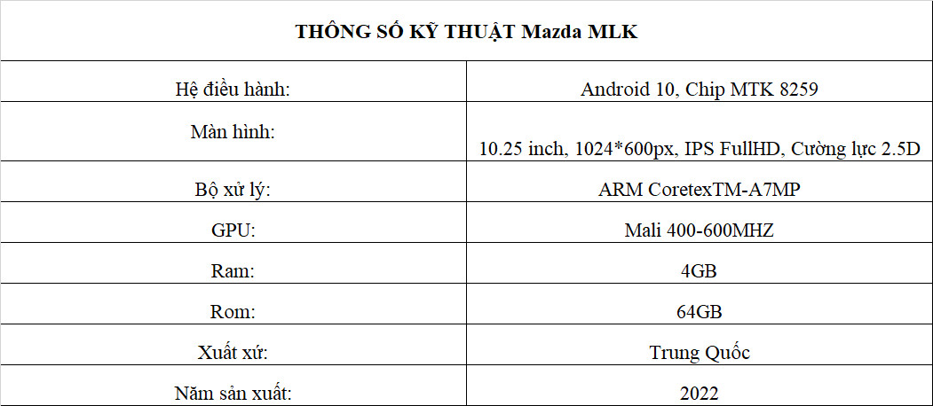 màn liền khối dành cho dòng mazda
